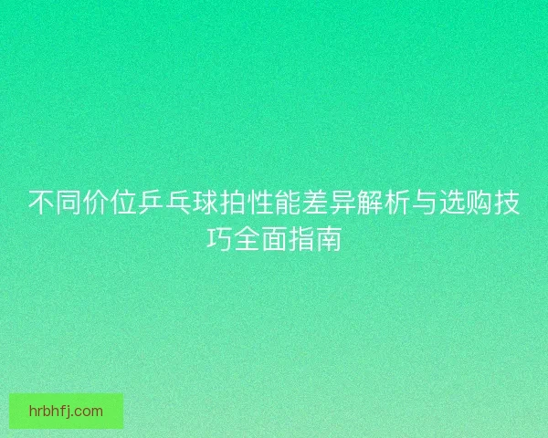 不同价位乒乓球拍性能差异解析与选购技巧全面指南